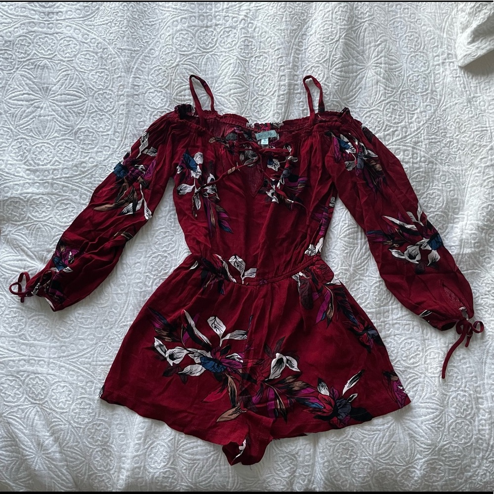 Cutest red off the shoulder romper